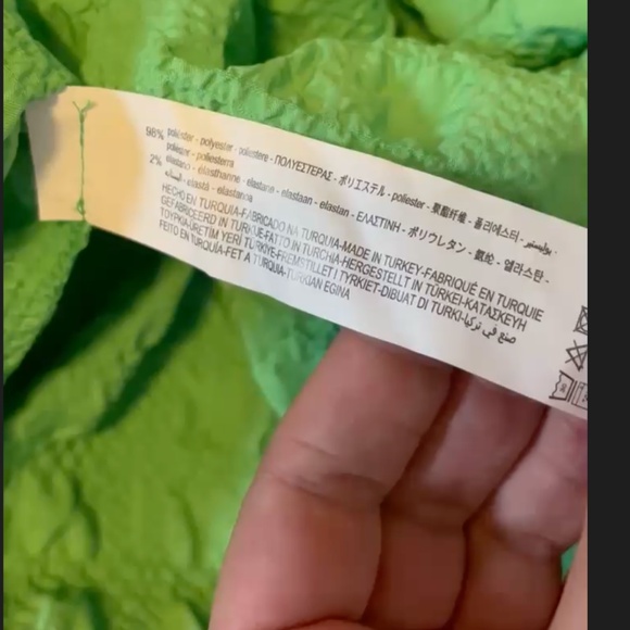 Zara oversized green textured tiered midi sun dress NWT - Picture 10 of 12